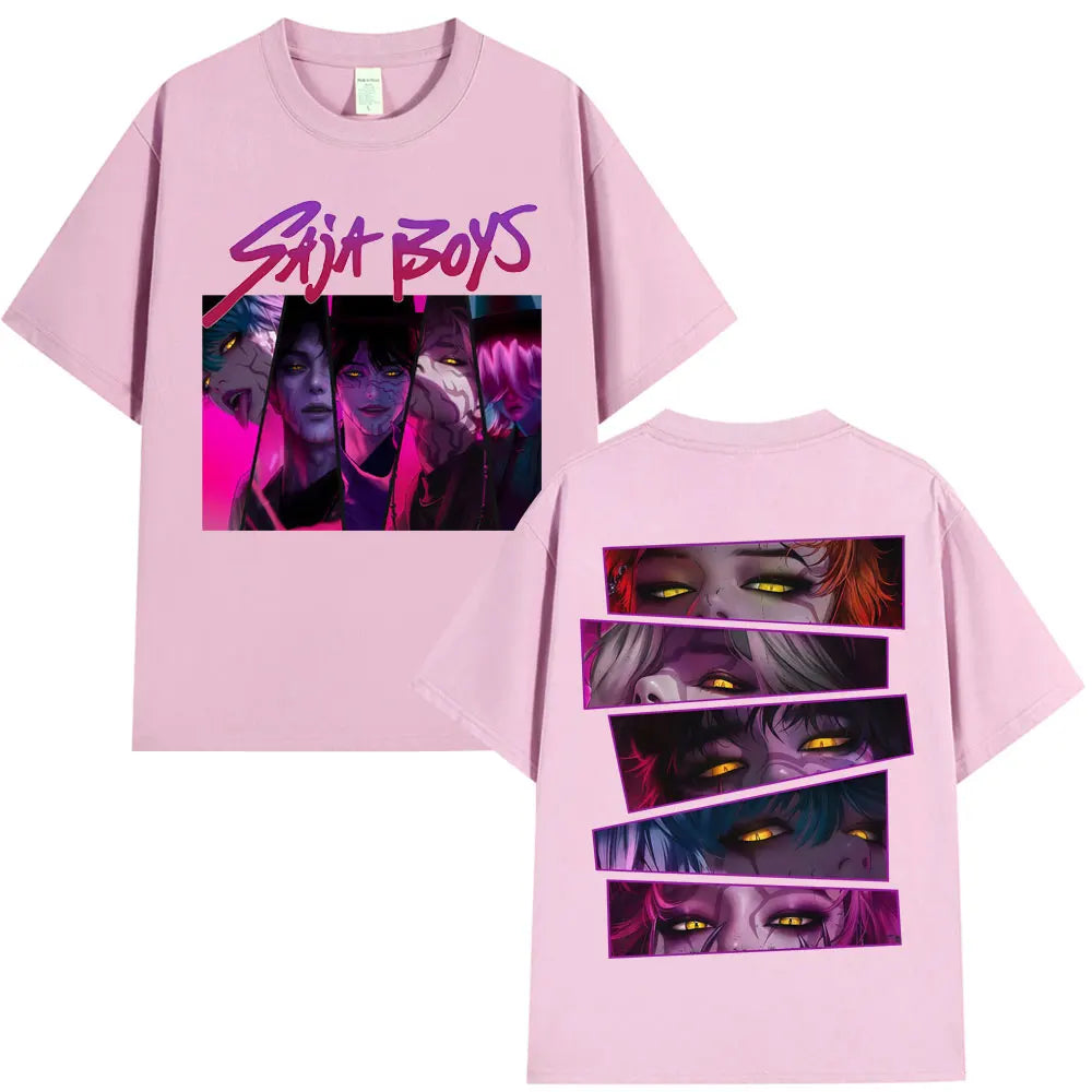 Kpop Movie Anime Demon Hunters Saja Boy Graphic T Shirt Fashion Vintage Manga Men Women T-shirts Oversized Casual Cotton T-shirt