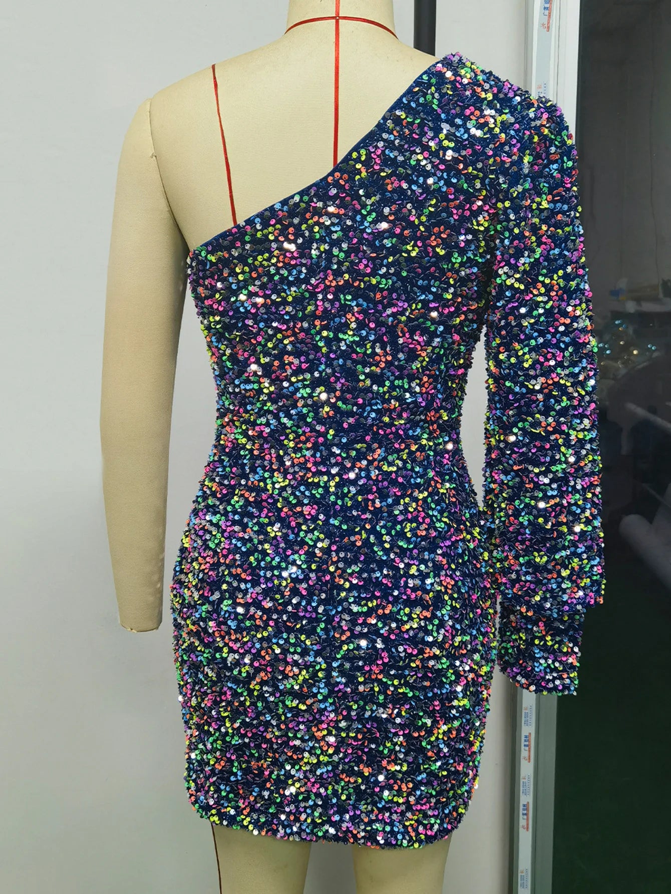 Sequin Long Sleeve Evening Dress