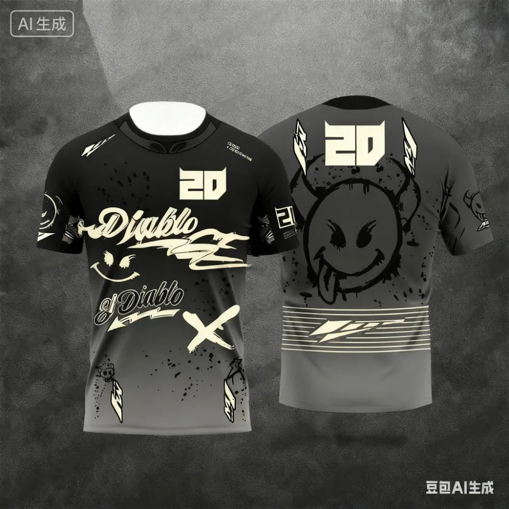 Outdoor Sports 2025 New Summer Men's and Women's Personalized Fashion Breathable Sweat Absorbing Motorcycle Training T-shirt