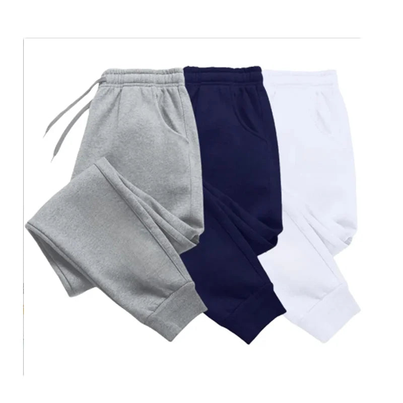 Mens Casual Pants Autumn Winter Fleece Sweatpants Men Running Jogger Sports Gym Trousers Fashion Solid Color Workout Long Pants