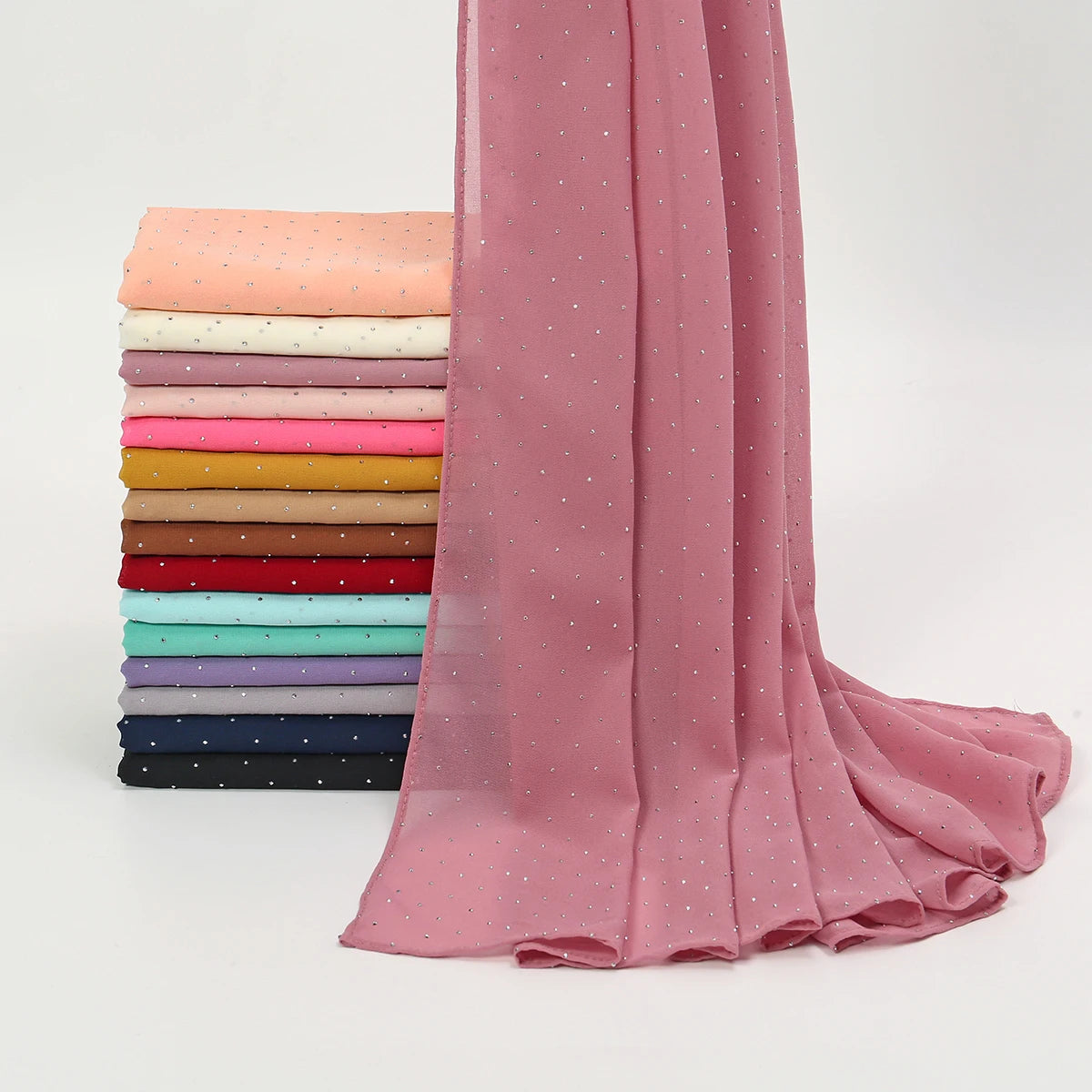 Rhinestone Bubble Chiffon Muslim Hijab Scarf Women Muslim Hijab Soft Shawls Hijabs Islamic Turban Premium Scarfs 180*70cm