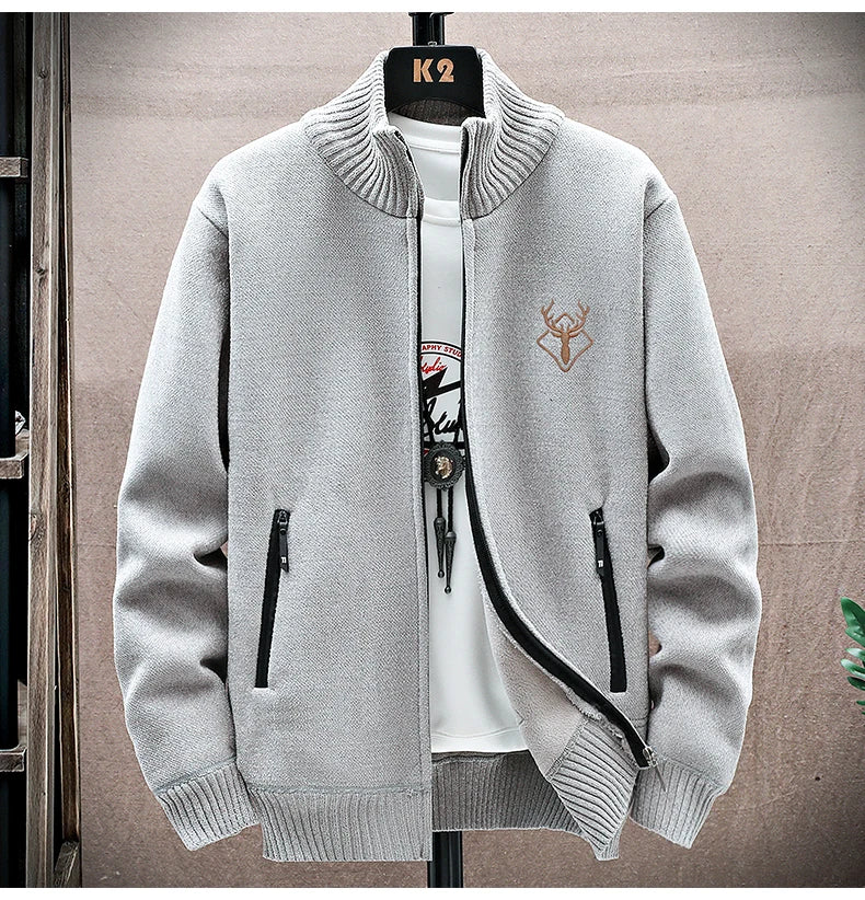 Embroidered Fleece Cardigan