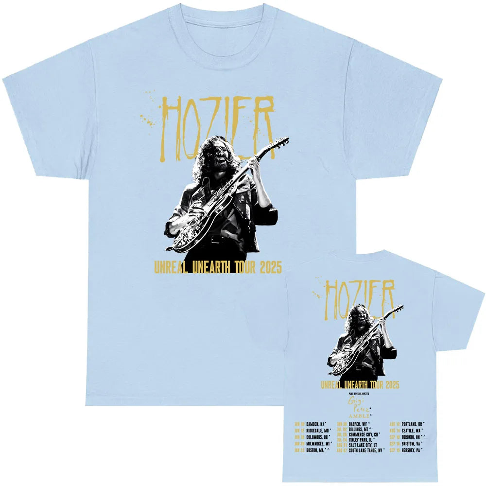 Hozier Unreal Unearth Tour 2025 T-shirt with Special Guest Gigi Perez Graphic Tshirts Summer Cotton Men Women T Shirt Print Tees