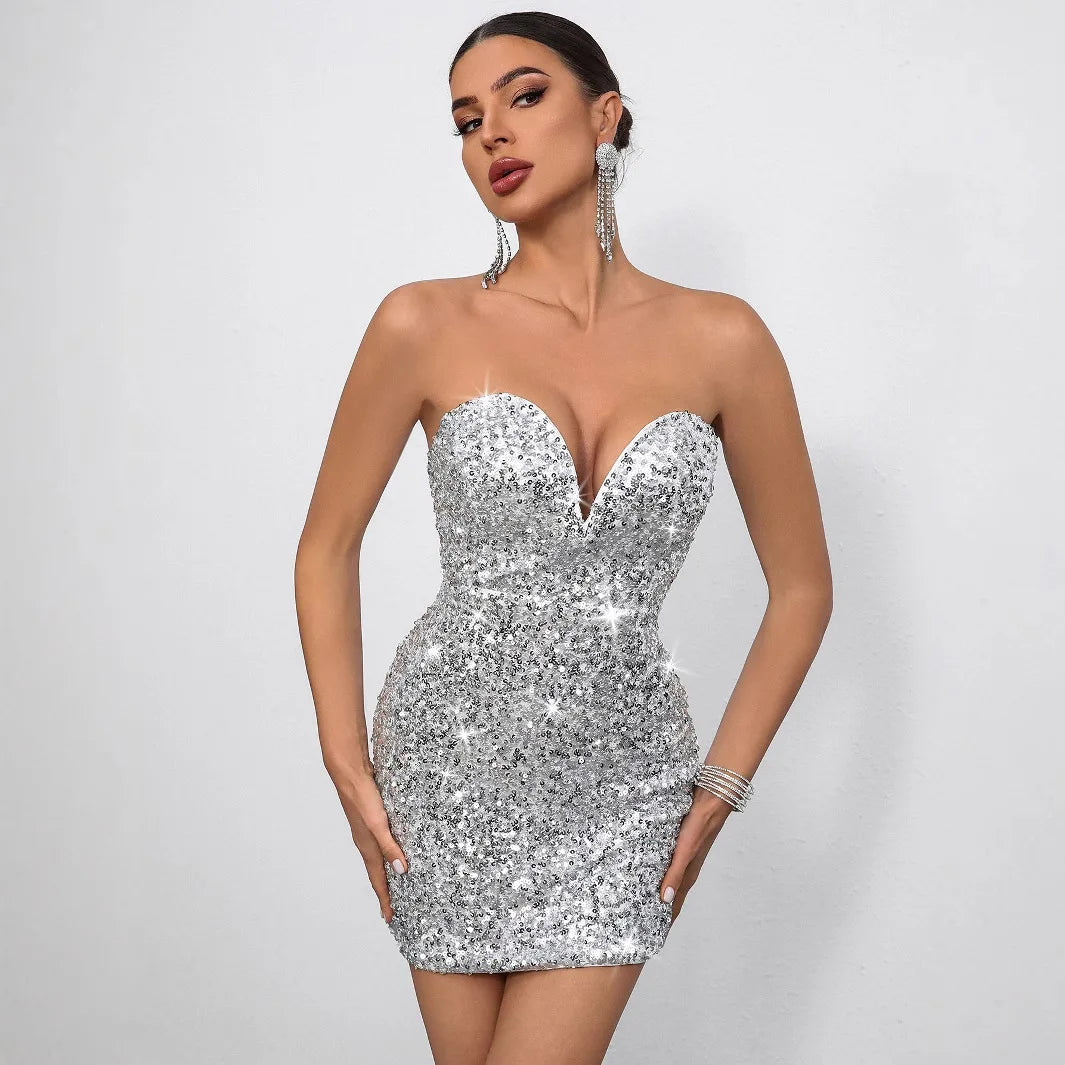 Backless Sequin Prom Dress