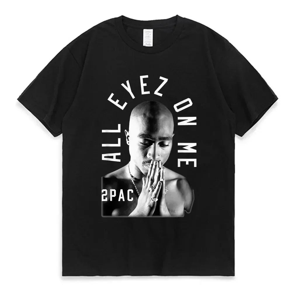 2023 Summer Fashion T-shirt Rapper Tupac Tops Hip Hop Streetwear Oversized Short Sleeves Tee Shirt Men Women  T Shirt