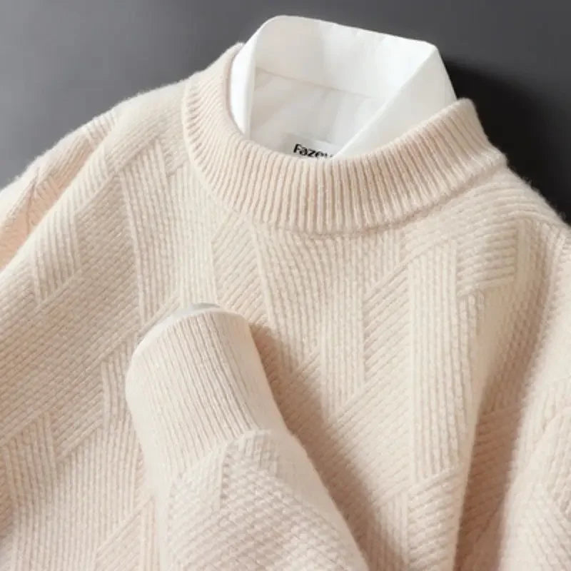 Cashmere Jacquard Crewneck Sweater