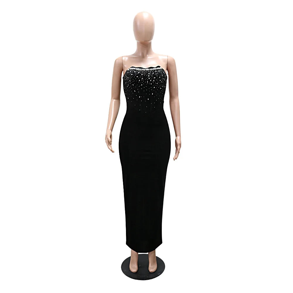 Rhinestone Split Evening Dress
