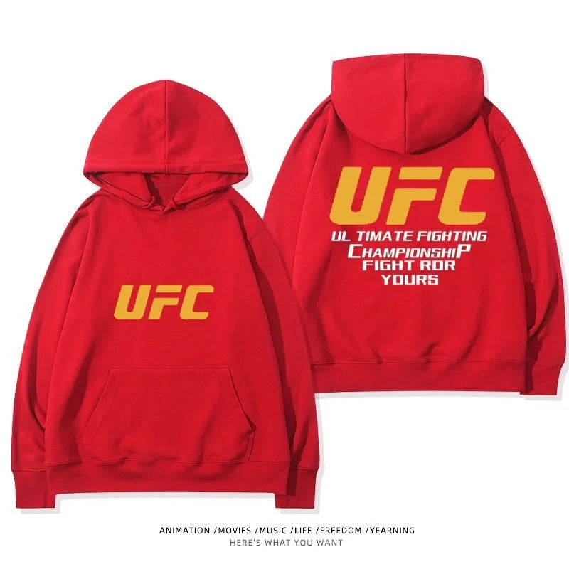 UFC Autumn Winter Men Leisure Hooded Sweatshirt MMA Combat Boxing Training Coat Women Loose Sports Fitness Breathable Hoodie