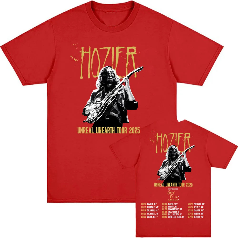 Hozier Unreal Unearth Tour 2025 T-shirt with Special Guest Gigi Perez Graphic Tshirts Summer Cotton Men Women T Shirt Print Tees