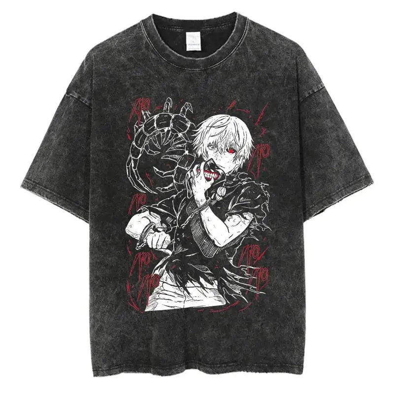 Mens Clothes Tee Shirt Homme Graphic T-Shirts Men Tshirt for Men Ropa Hombre Anime Tokyo Ghoul Washed New in Top & Tees 61345