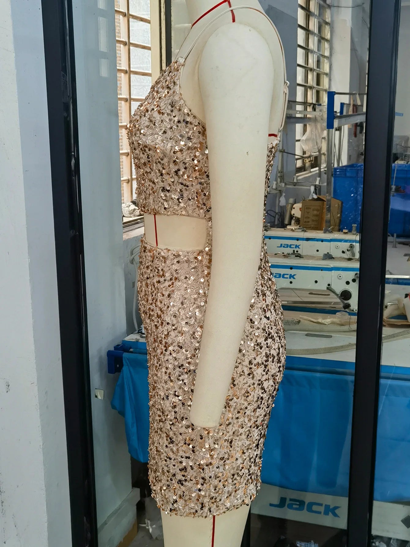 Sequin Halter Evening Dress