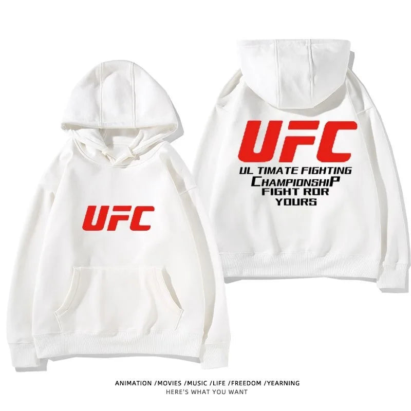 UFC Autumn Winter Men Leisure Hooded Sweatshirt MMA Combat Boxing Training Coat Women Loose Sports Fitness Breathable Hoodie
