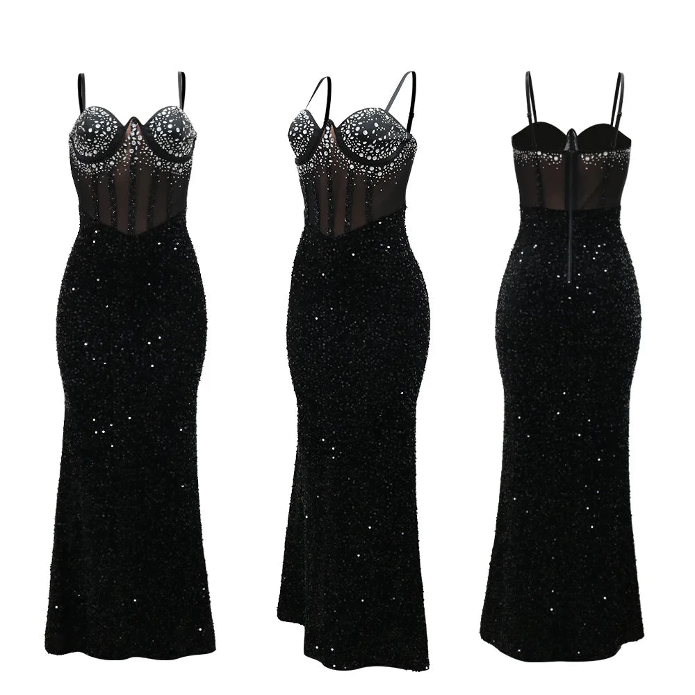 Strapless Sequin Maxi Dress