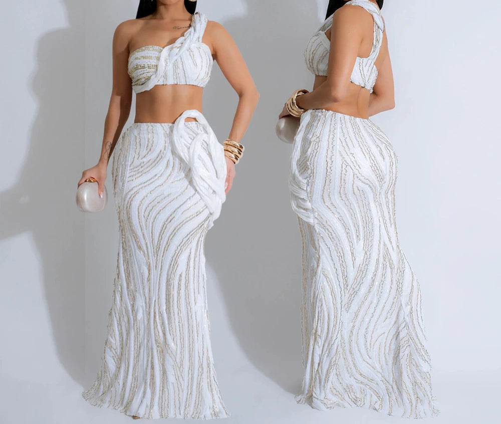 One Shoulder Sequin Summer Dress