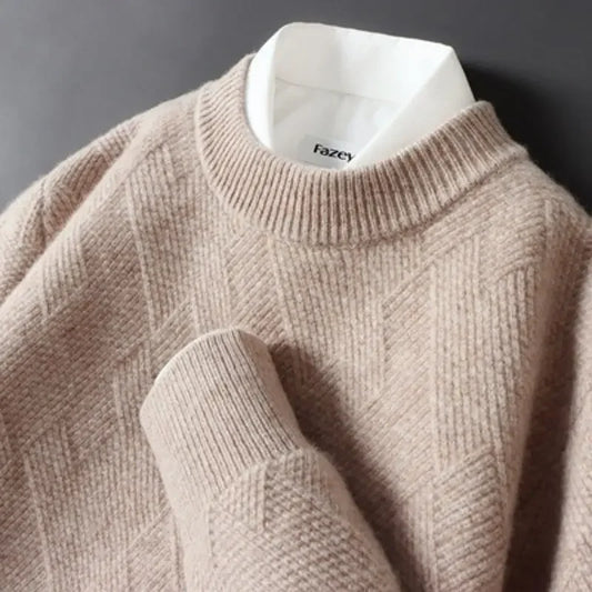 Cashmere Jacquard Crewneck Sweater