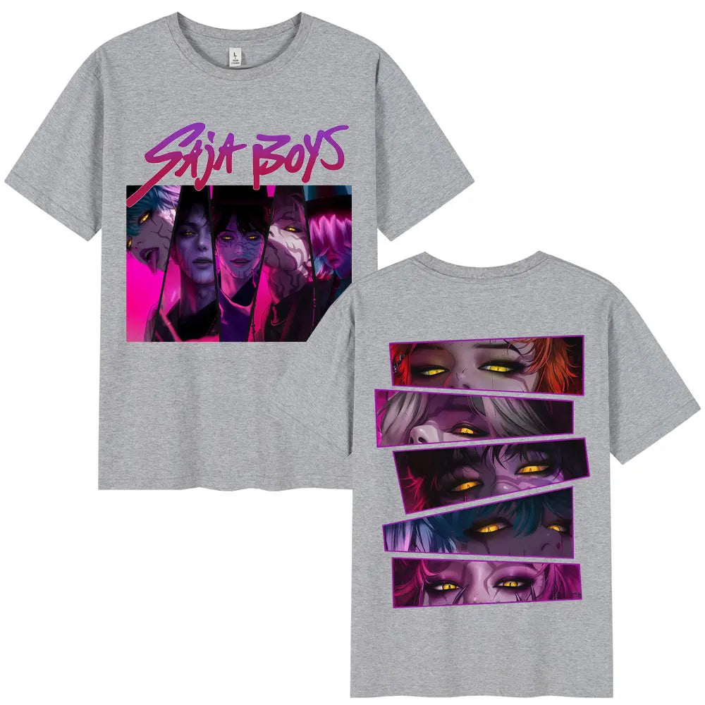 Kpop Movie Anime Demon Hunters Saja Boy Graphic T Shirt Fashion Vintage Manga Men Women T-shirts Oversized Casual Cotton T-shirt