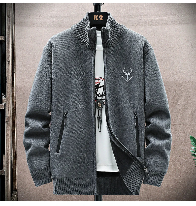 Embroidered Fleece Cardigan