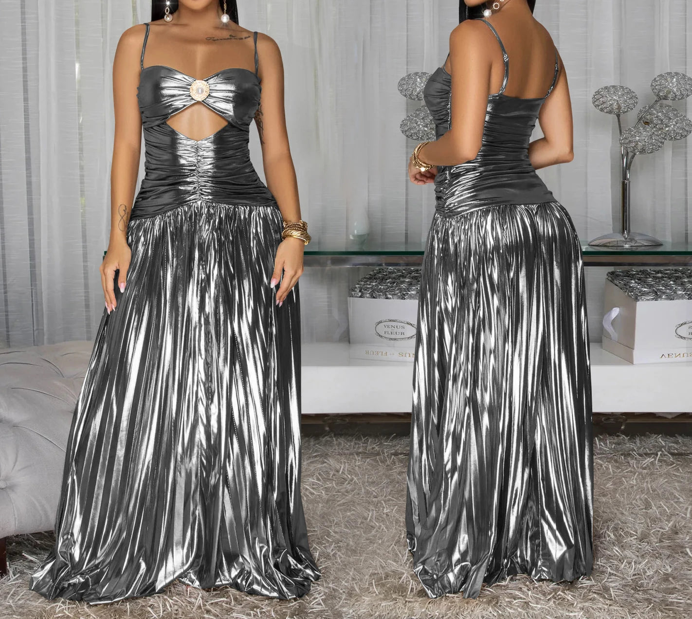 Spaghetti Strap Sequin Dress