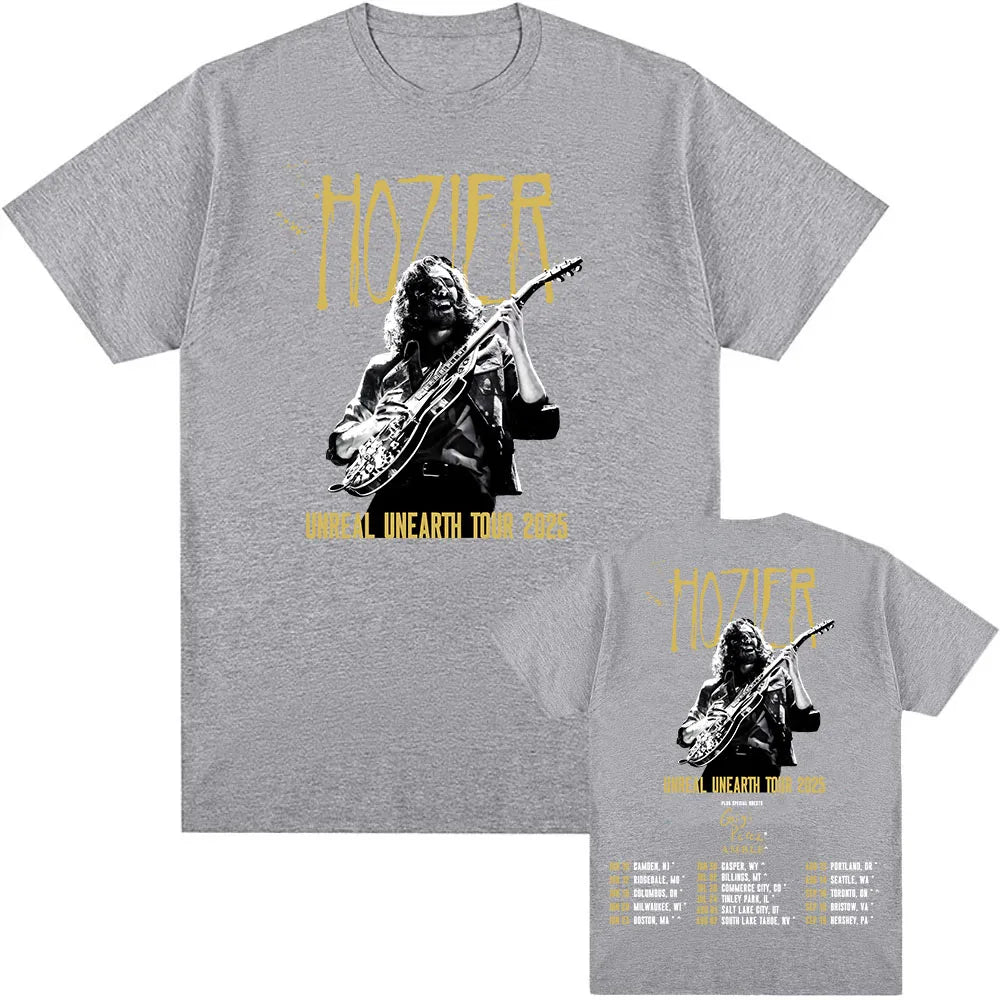 Hozier Unreal Unearth Tour 2025 T-shirt with Special Guest Gigi Perez Graphic Tshirts Summer Cotton Men Women T Shirt Print Tees