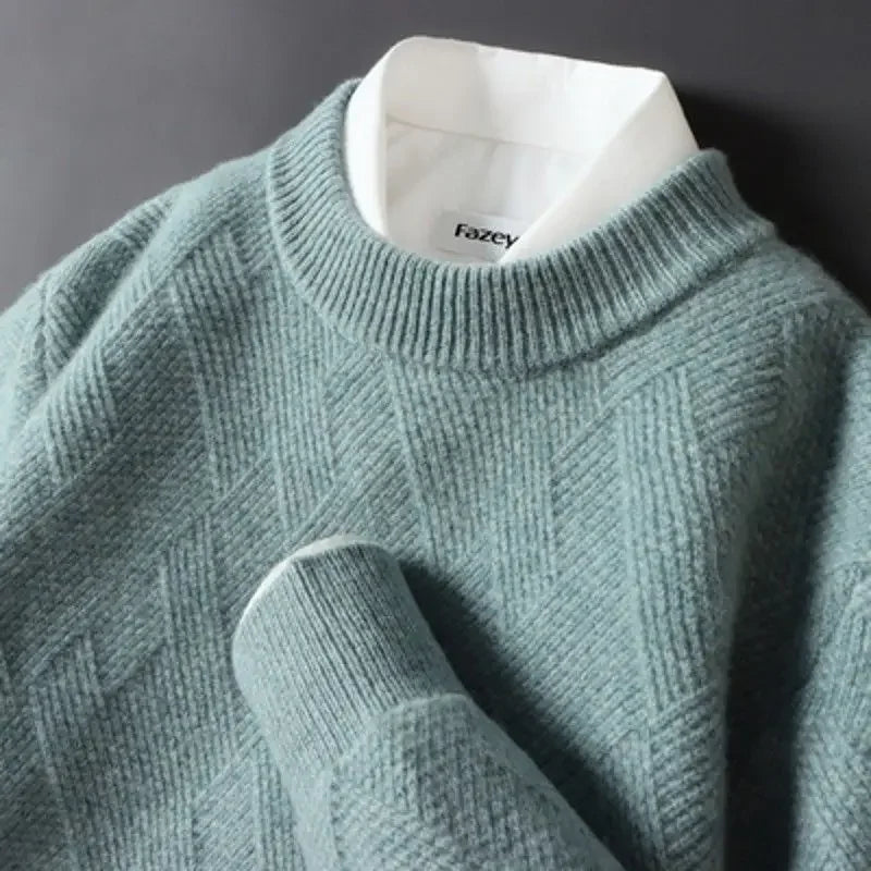 Cashmere Jacquard Crewneck Sweater