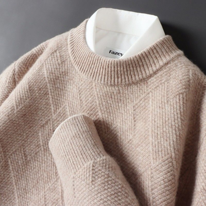 Cashmere Jacquard Crewneck Sweater