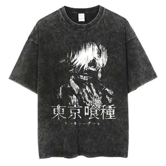 Mens Clothes Tee Shirt Homme Graphic T-Shirts Men Tshirt for Men Ropa Hombre Anime Tokyo Ghoul Washed New in Top & Tees 61345