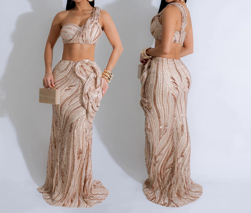 One Shoulder Sequin Summer Dress