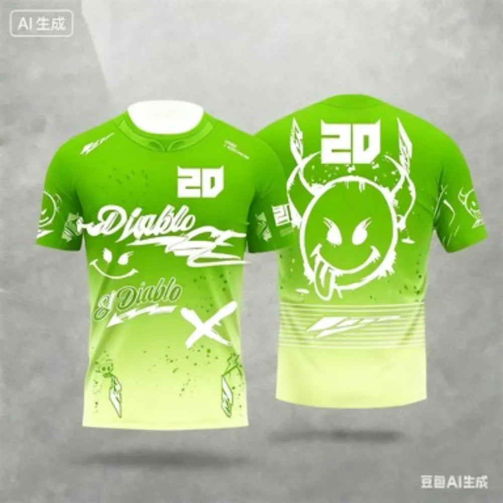 Outdoor Sports 2025 New Summer Men's and Women's Personalized Fashion Breathable Sweat Absorbing Motorcycle Training T-shirt