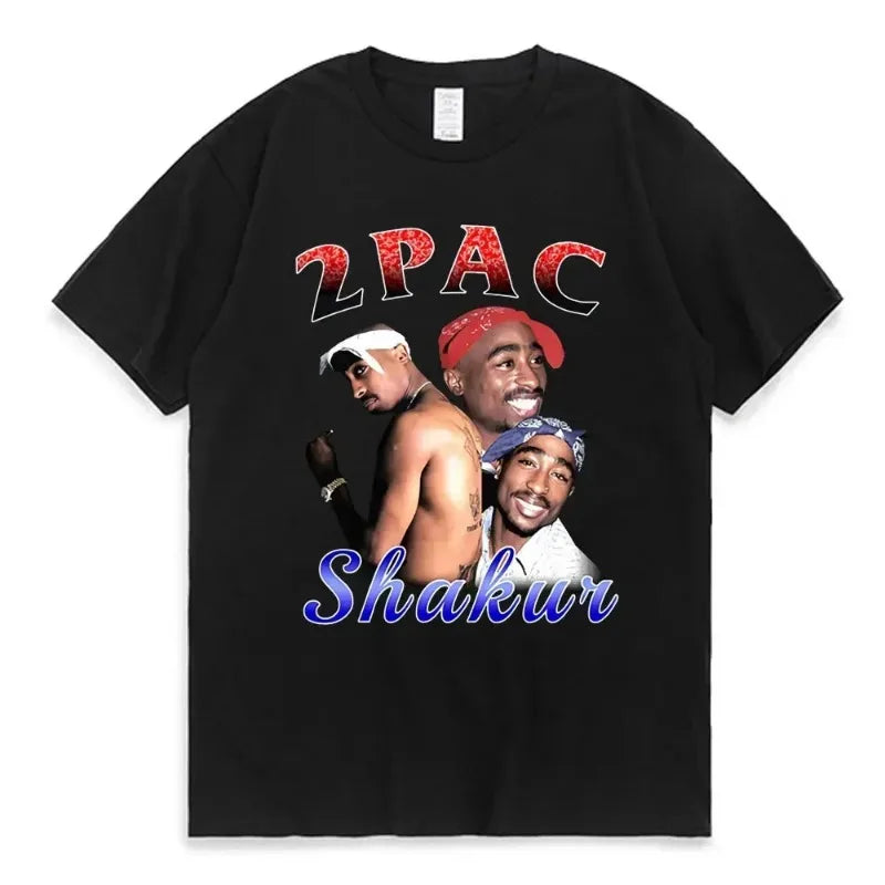 2023 Summer Fashion T-shirt Rapper Tupac Tops Hip Hop Streetwear Oversized Short Sleeves Tee Shirt Men Women  T Shirt