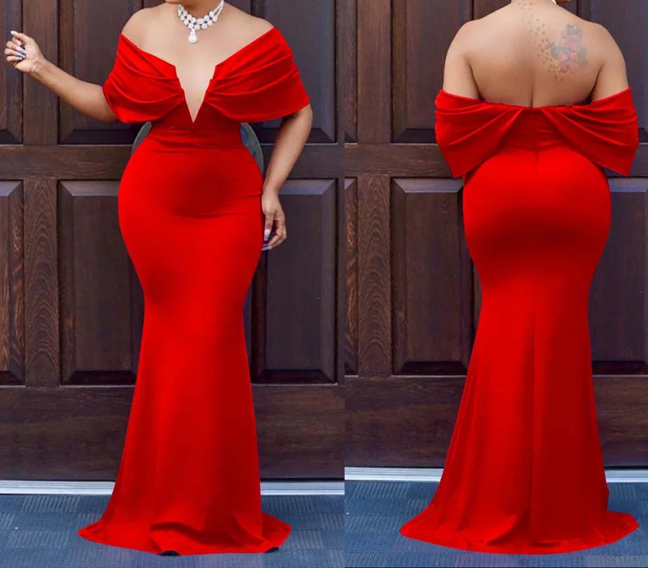 Off Shoulder Bodycon Maxi Dress