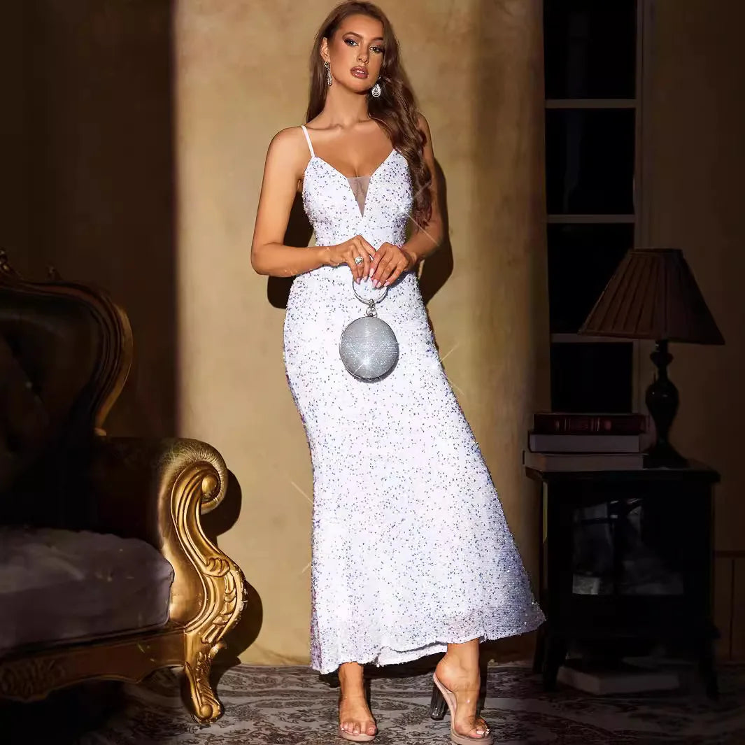 Sequin Wedding Bodycon Maxi Dress