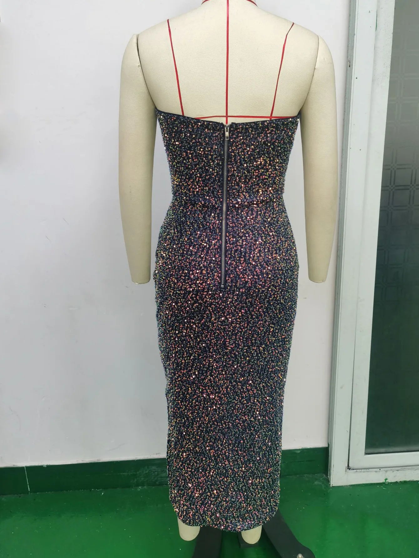 Strapless Sequin Evening Dress