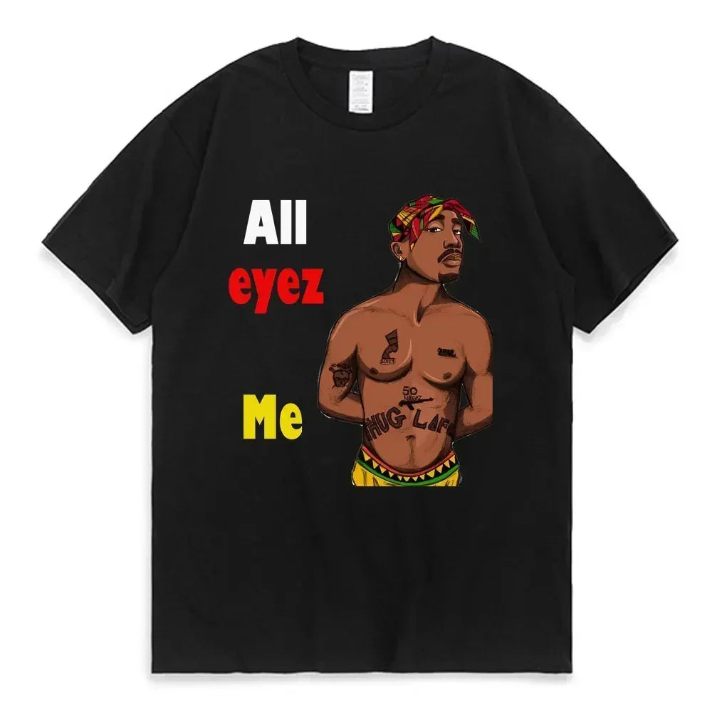 2023 Summer Fashion T-shirt Rapper Tupac Tops Hip Hop Streetwear Oversized Short Sleeves Tee Shirt Men Women  T Shirt