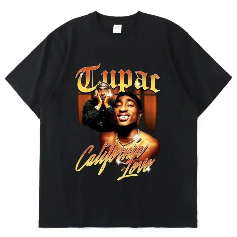 2023 Summer Fashion T-shirt Rapper Tupac Tops Hip Hop Streetwear Oversized Short Sleeves Tee Shirt Men Women  T Shirt