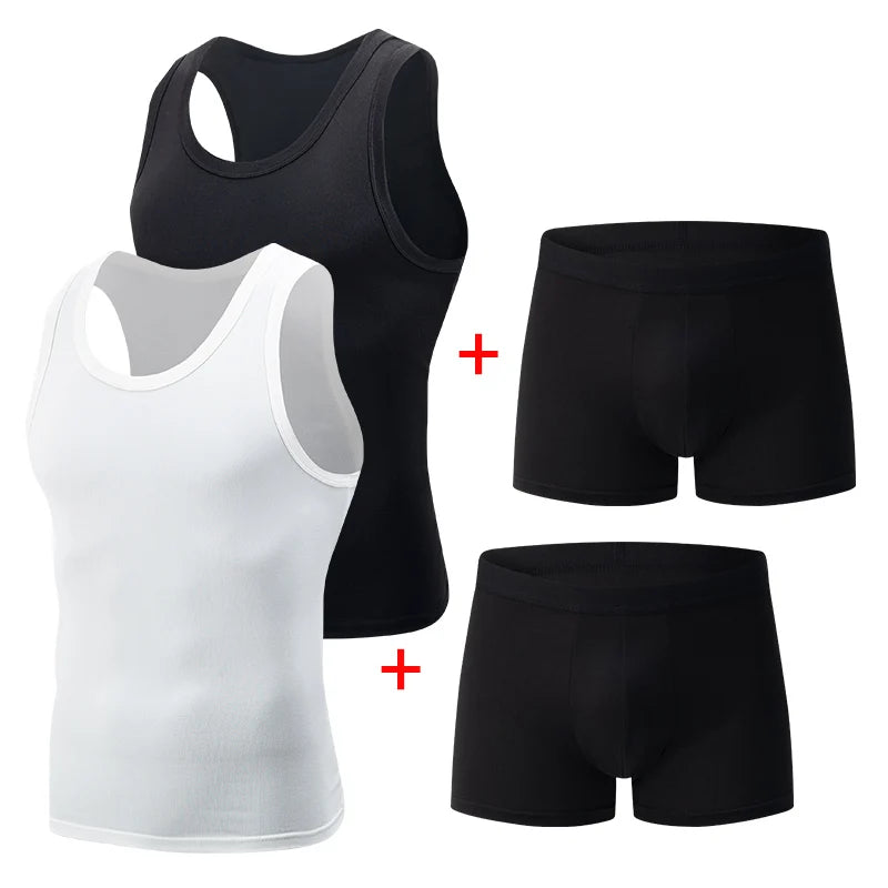 Men's Casual Vest & Boxers Set