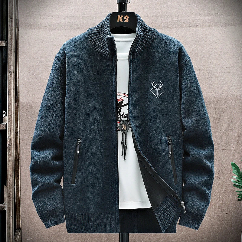 Embroidered Fleece Cardigan