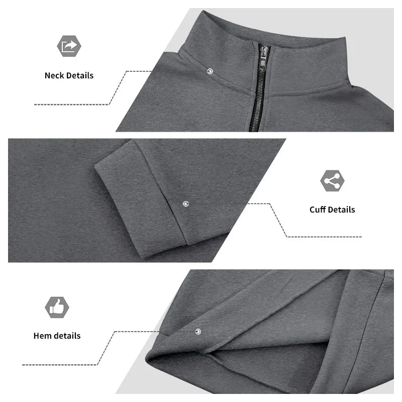 Men's Long-Sleeved Fleece Sweatshirt Suit Stand-up Collar Zipper American Men's Clothing Autumn Winter New 1/2pieces