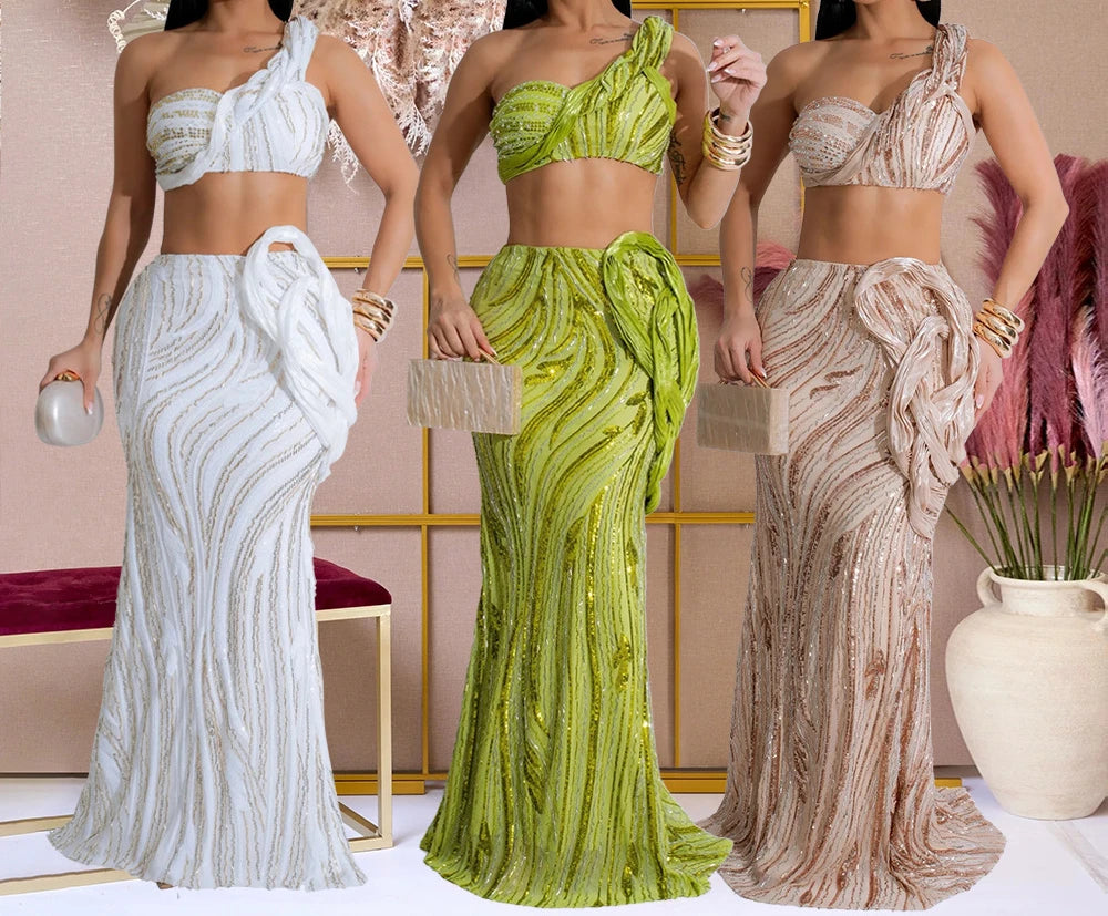 One Shoulder Sequin Summer Dress