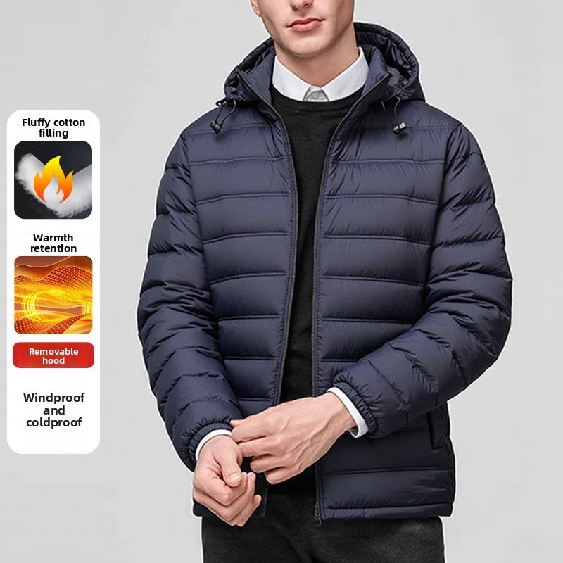 Puffer Jacket Men Hooded Warm Winter Jacket Thick Business Parkas Autumn Outerwear Coat Fashion Casual Lightweight Quilted Coats