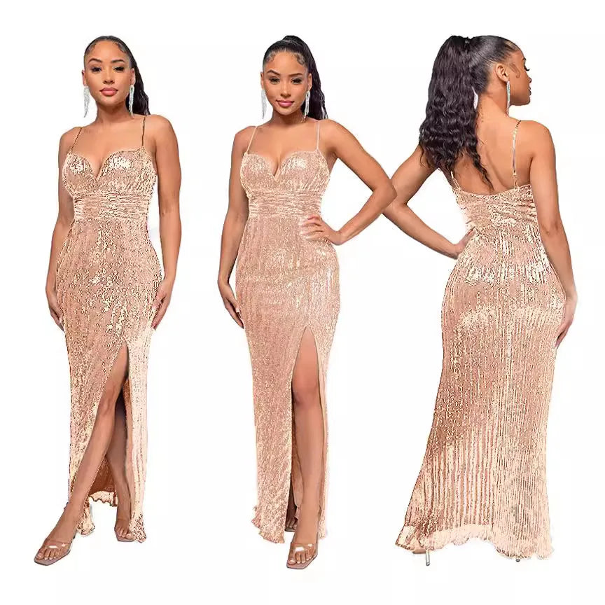 Sequin Halter Cocktail Dress