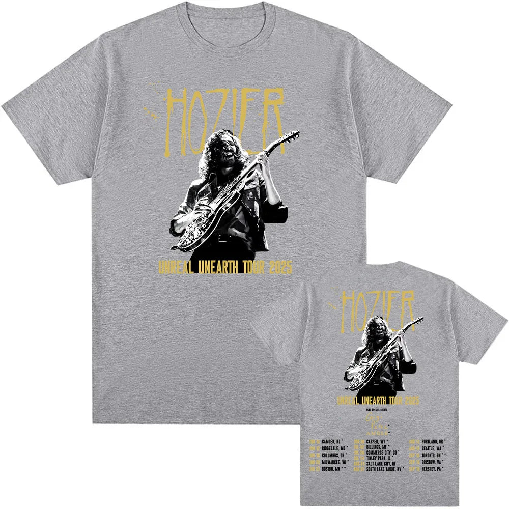 Hozier Unreal Unearth Tour 2025 T-shirt with Special Guest Gigi Perez Graphic Tshirts Summer Cotton Men Women T Shirt Print Tees