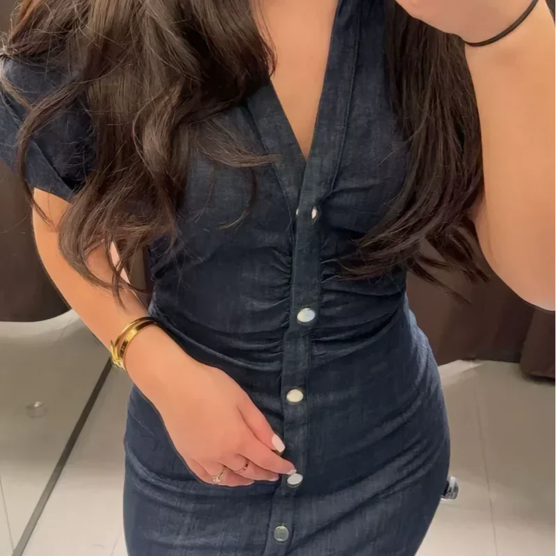 Retro Denim Maxi Dress