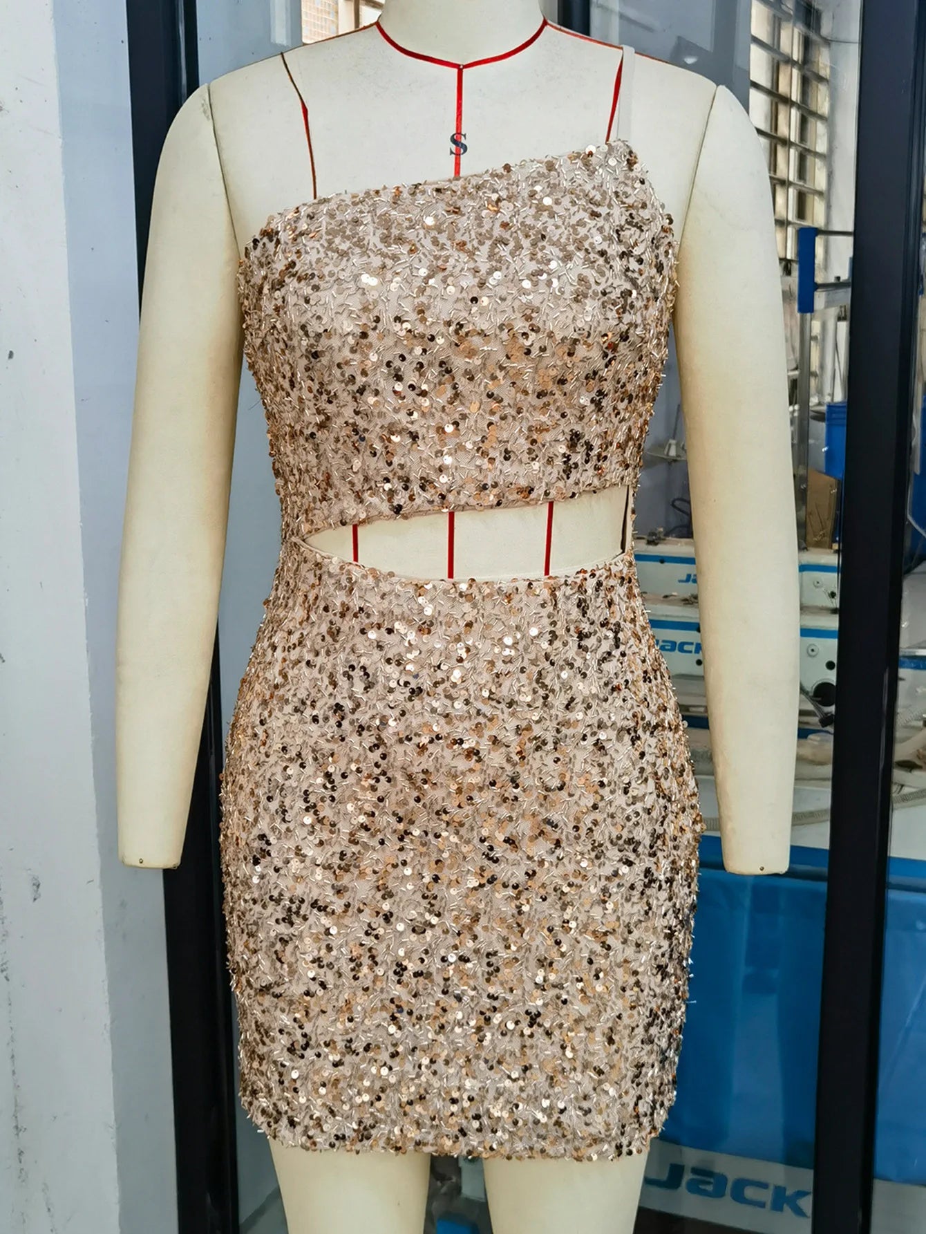 Sequin Halter Evening Dress