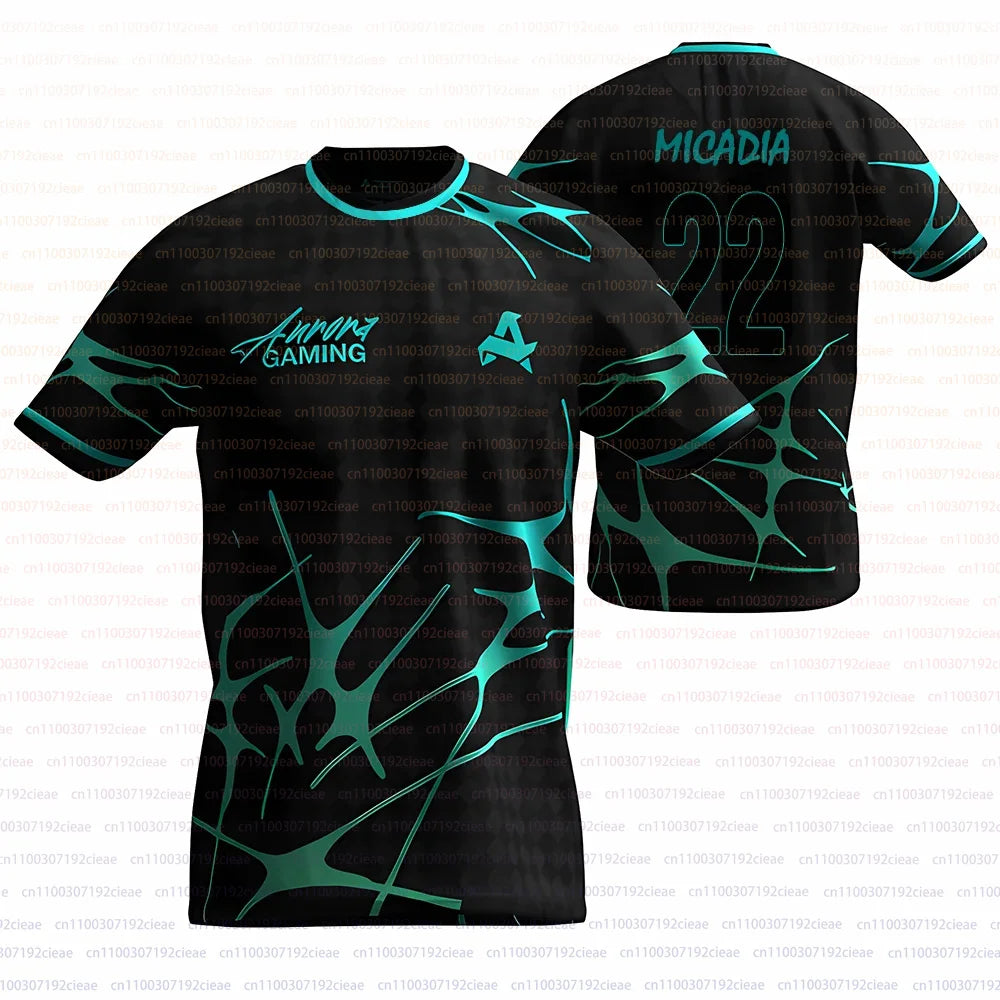 Men's CS2 Summer Training Jersey Esports Club Aurora Gaming 2025 Uniform CSGO Player Custom T-shirt Sports Breathable O Neck Tee