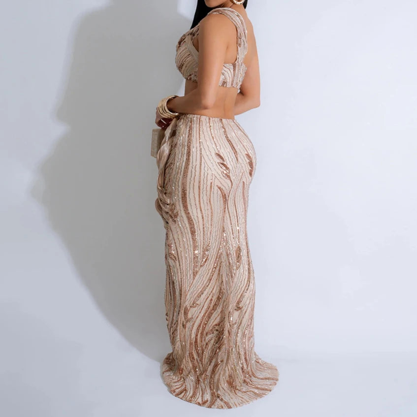 One Shoulder Sequin Summer Dress