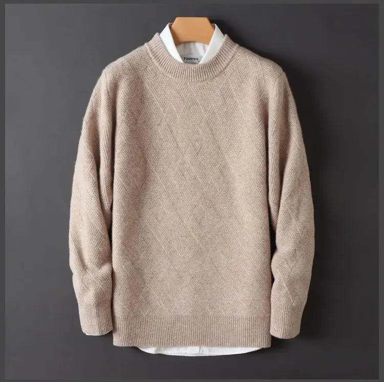 Cashmere Jacquard Crewneck Sweater