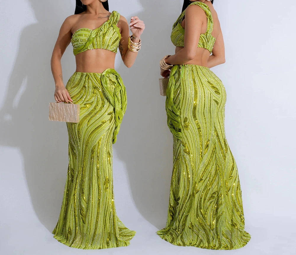 One Shoulder Sequin Summer Dress