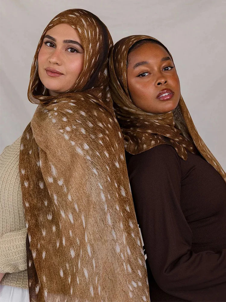 1Pcs Ramadan Hijab for Women Leopard Print  Bohemian Watercolor Soft Muslim Hijabs Floral Breathable Shawl Wrap Scarf Headscarf