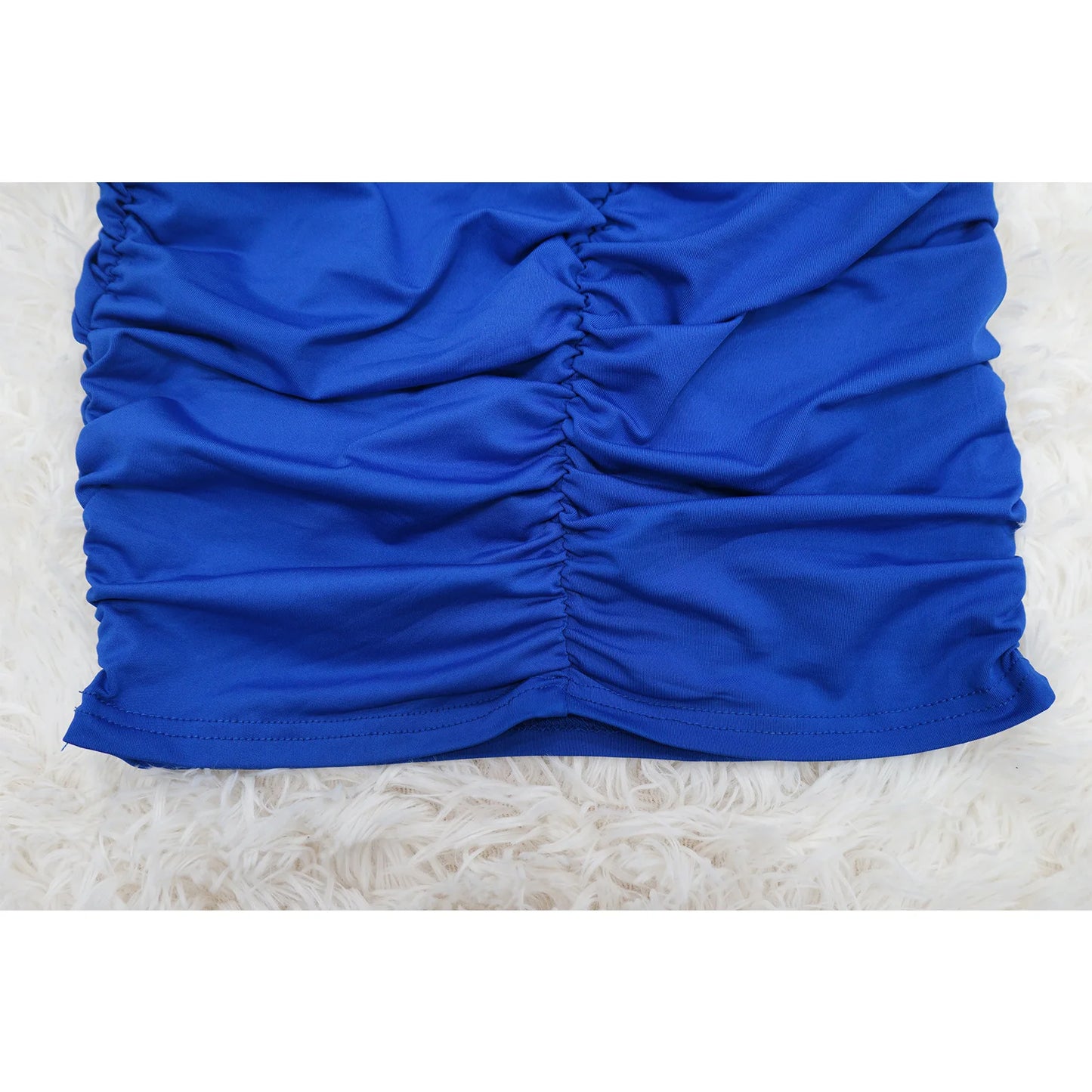 V-Neck Pleated Off Shoulder Dress