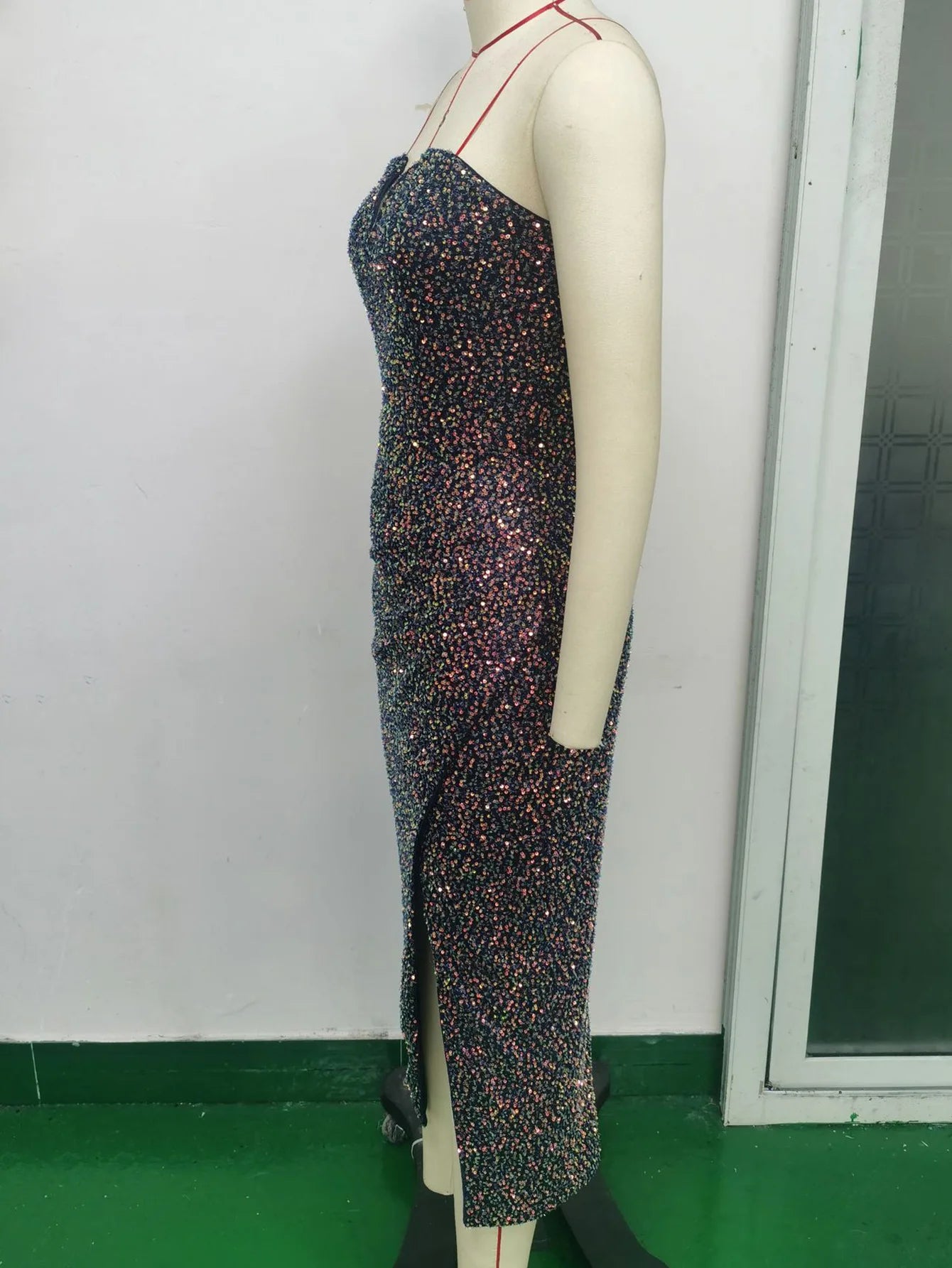 Strapless Sequin Evening Dress